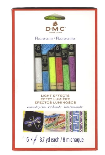 DMC Light Effects Floss Pack 8.7yd 6/Pkg, Fluorescent