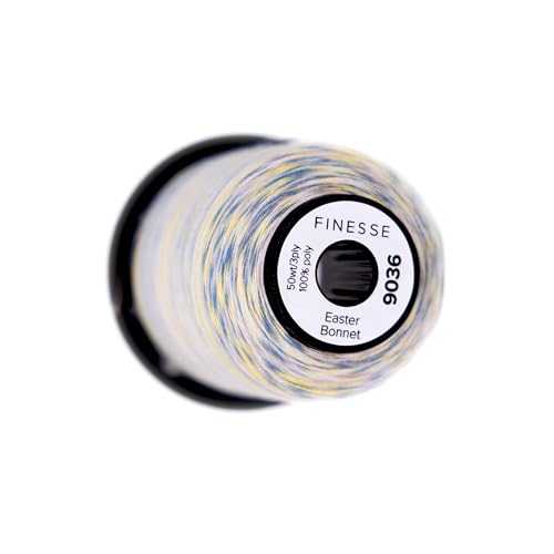 Finesse Variegated Thread | 100% Polyester, 3ply, 50wt | 1100yds Stackable Thread Cones for Quilting and Sewing… (Easter Bonnet) - color: Easter Bonnet