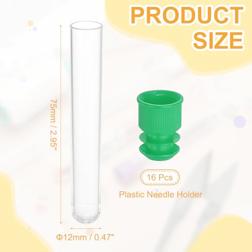 PATIKIL 3" Length Plastic Sewing Needle Storage Holder, 16 Pcs Portable Embroidery Needle Clear Pin Toothpick Storage Tubes Case for Craft Knitting, Green - color: Green, size: 3"