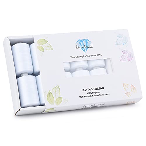 Simthread All Purpose Sewing Thread, 10 Spool White Series 1000 Yards Each Bobbin Polyester Thread for Sewing, Handy Polyester Sewing Threads for Sewing Machine - (White Series) - color: white series