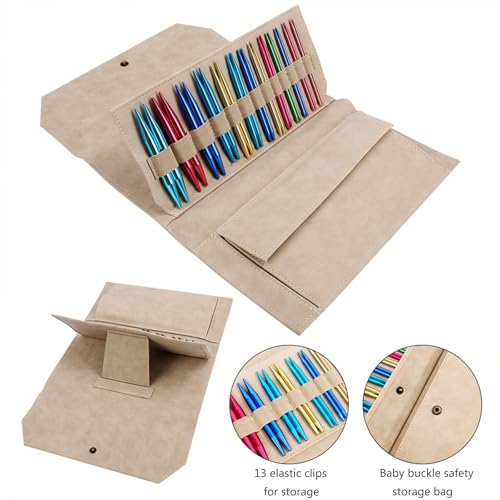 Empty Circular Knitting Needle Case with Multiple Elastic Slot Empty Crochet Hook Storage Bag Knitting Tool Organiser Crochet Hook Case - color: Navy Blue