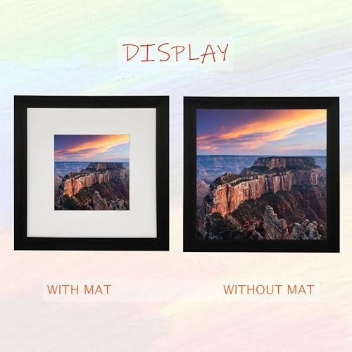 8x8 Photo Frame Gallery Picture frame with 5x5 mat,Freestanding and Wall Mountable,Black - color: Black, size: 8x8