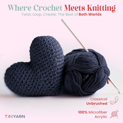 TROYARN Summer (4- Skeins Pack) Silk Effect Hand Knitting Yarn Crochet Art Lace Craft 100% Microfiber Acrylic 4x100 gr (4x383 yds) (105361 - Dark Navy) - color: 105361 - Dark Navy, size: 4 Skein