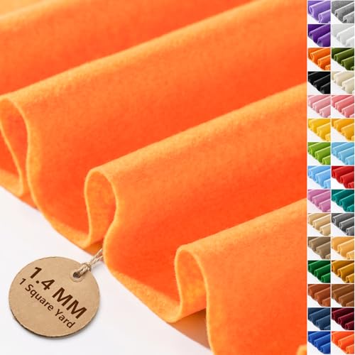 Orange Soft Felt Sheet 36'' X 36'', 1.4mm Large Felt Fabric Sheet for Craft - color: Orange