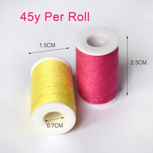 All Purpose Sewing Thread Set - 42 Assorted Rainbow Color Series and White Black Handy Polyester Thread Kit Includes 9 Hand Needles, 2 Needle Threaders, Suitable for Hand and Machine Sewing - color: 42 colors