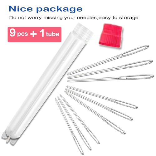 ORRDICE Large-Eye Blunt Needles, Stainless Steel Yarn Knitting Needles, Sewing Needles, Crafting Knitting Weaving Stringing Needles, Perfect for Finishing Off Crochet Projects(9 Pieces) - color: 9 PCS