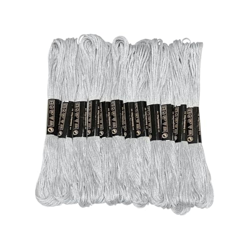 Newkita 12 Skeins Embroidery Floss, Grey Color, Cross Stitch Embroidery Thread, Bracelet Making Yarn, Craft Floss - color: Grey