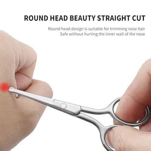 Small Safety Scissors, Round Tip for Nose and Eyebrow Trimming - AsonTao - color: Silver