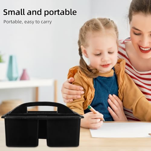 NUOBESTY Classroom Storage Caddy with Handle Portable 3 Compartment Art Supplies Caddy Plastic Organizer with Handle for Teacher Supply Storage Kids Craft Organizer Office and Home Use