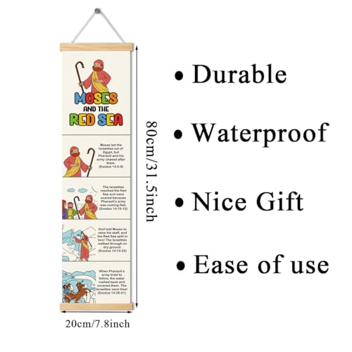 Moses and the Red Sea Banner, Church Banner, Christian Rustic Hanging Door Flag, Farmhouse Decorations Outdoor Indoor, Church Activity Decor, Bible Lesson, Scripture and Words Decorations - color: Red