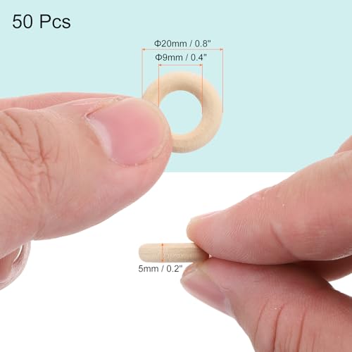 MECCANIXITY 100pcs 0.8" Unfinished Wooden Rings Smooth Natural Wood Macrame Rings for Curtain Connectors DIY Crafts Knitting Decoration Jewelry Making - size: 0.8"