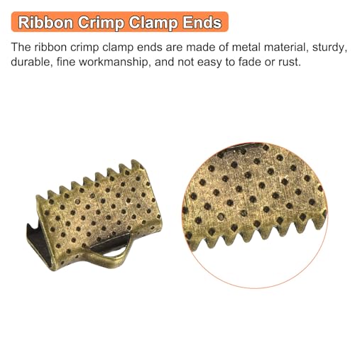 uxcell 280Pcs Ribbon Crimp Clamp Ends, 10mm Bookmark Pinch Crimp Ends, Cord Ends Fasteners Clasp Crimp Ends for DIY Bracelet Necklace Jewelry Making, Bronze Tone - color: Bronze Tone, size: 10mm