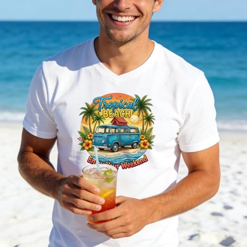 ANATTASOUL Beach & Palm Trees 16PCS Heat Transfers Ready to Press - style: Beach and Palm Trees