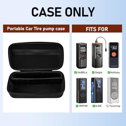 Portable Air Compressor Storage Box - Universal Case Compatible with MODARI/Skight/LOLSSA/Teffim/Hafuloky/Frarome/ILTIDE Tire Inflators, Car Air Pump Organizer for Air Tubes & Accessories (Box Only) - color: Black+black Zipper2