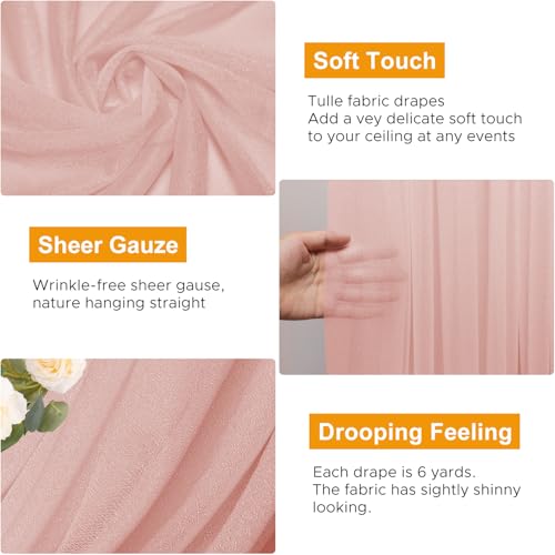 Wedding Arch Draping Fabric 1 Panel Blush Sheer Backdrop Drapes - color: Blush, size: 1 Panel
