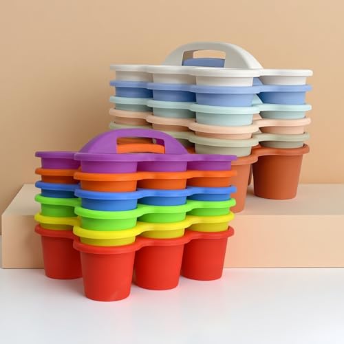 6 Pack Plastic Classroom Caddy Organizer with Handle, 6 Compartment, Boho - color: Boho