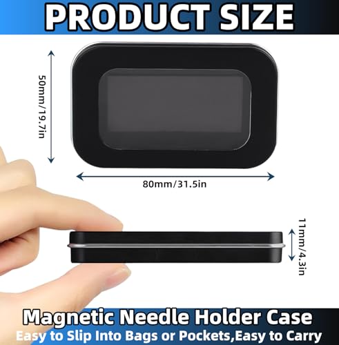 Magnetic Needle Case with Clear Acrylic Lid & Strong Built-in Magnet，Magnetic Needle Holder Sewing Needle Case,Needle Storage Box for Pins and Needles,Quilting,Embroidery,Crafts Small,and Travel
