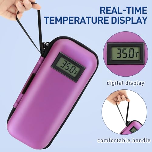 Medineed Temperature Display Insulin Travel Case, 2PCS Ice Packs, Purple - color: Purple