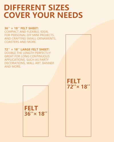 Red Felt Fabric 72" X 18" 1.6mm Thick Soft Rectangle Felt Sheet - color: Red, size: 72" X 18"(Half Yard)