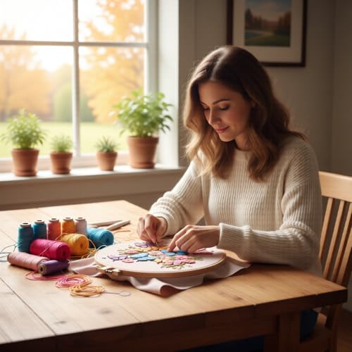 Embroidery Kit for Beginners & Adults Starter Kit, Cross Stitch Kits,DIY Hand Embroidery Needlepoint Set with Hoop, Pre-Printed Fabric, Threads and Instructions (Butterfly) - color: Butterfly