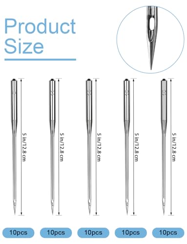50 Pcs Universal Sewing Machine Needles HAX1,Assorted 65/9, 75/11, 90/14, 100/16 110/18 Ideal for Fabrics, Heavy Duty Sewing Machine Needle for Thick Fabric Including Canvas Leather Embroidery Jeans - style: 50 PCS Size 65/9 75/11 90/14 100/16 110/18