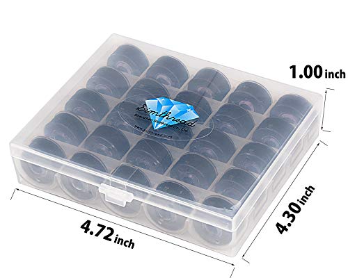 Simthread 25pcs Size A SA156 90WT Prewound Bobbin Thread - Black - color: 90wt Black