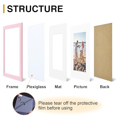 decorUhome 8.5 by 11 Picture Frame Fits 6x8 Photos with Mat, Pink - color: Pink, size: 8.5x11