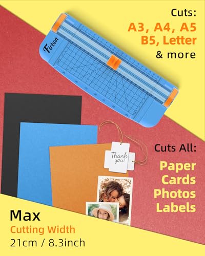 Firbon A5 Paper Cutter, Small Straight Paper Trimmer with Side Ruler - color: A5-blue