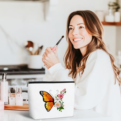 Louise Maelys Embroidery Kit, Butterfly Floral Canvas DIY Makeup Bag Craft - color: Butterfly and Floral