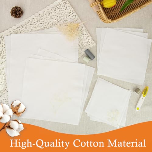 20 PCS Cotton Embroidery Fabric, Natural Color Cloth Squares - color: Natural Color, size: 5.9 to 19.6 Inch