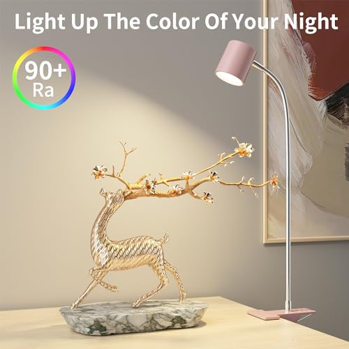 Dott Arts Desk Lamp,USB Clip On Light with 3 Color Modes,LED Reading Lamp - color: Pink