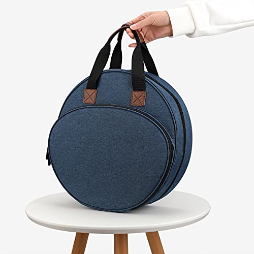 Embroidery Bag for Cross Stitch Project, Embroidery Supplies Organizer Storage Portable Carrying Case Travel Tote for Embroidery Hoops,Floss,Cross Stitch Tools,Blue [Bag Only]