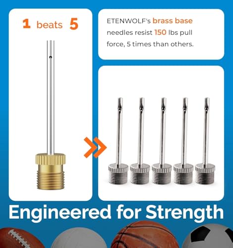 ETENWOLF 12 Pack Brass Ball Pump Needles, No Break Heavy Duty Needles