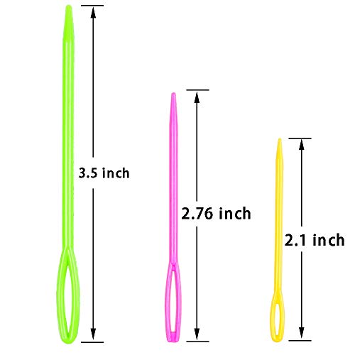 Hekisn Large-Eye Plastic Sewing Needles, Colorful Safety Lacing Needles, 3 Different Sizes Yarn Sewing Needle, Learning Needles for DIY Sewing Handmade Crafts 3.5 & 2.76 & 2.1 inch (30 Pieces) - size: 30 Pieces