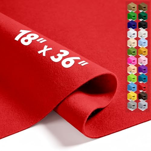 Red 18" X 36" Felt Fabric Sheet - 1.6mm Thickness - color: Red, size: 18" x 36"