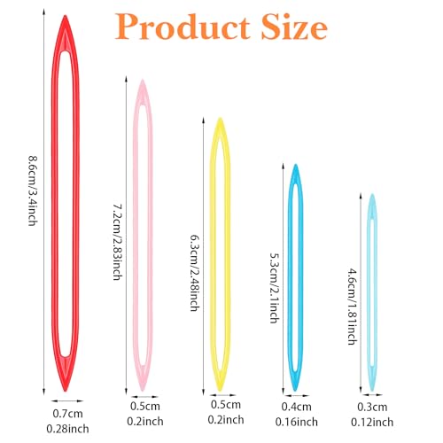 Mabor 10Pcs Large Eye Plastic Yarn Needles, 5 Size Knitting Crochet Darning Needles for Thick Bulky Yarn, 5 Colors Tapestry Needle Set for Weaving in Ends