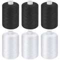 All Purpose Sewing Thread, 6 Spools of 1000 Yards Polyester Quilting Thread - color: Black+White