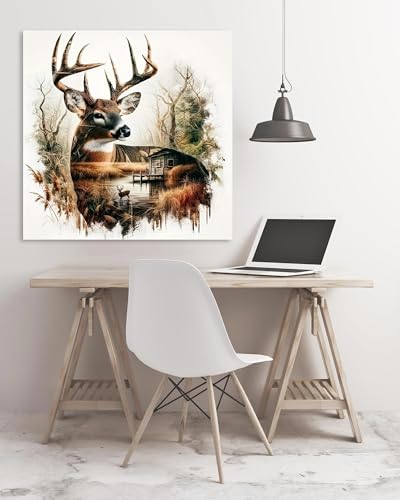 askkqtx Deer Stamped Cross Stitch Kits for Beginners Adults 14x14 Inch - color: XJ004