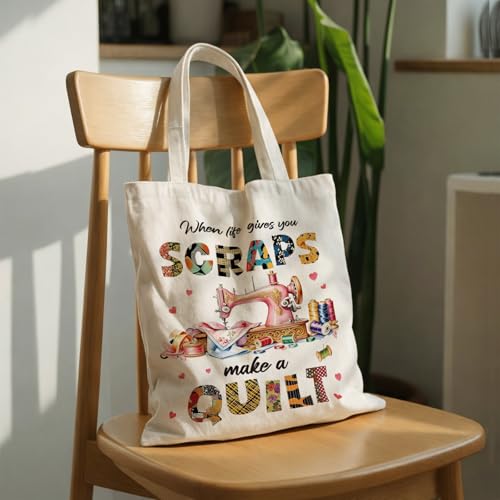 Cute Goose Crochet Canvas Tote Bag for Women - color: Quilting