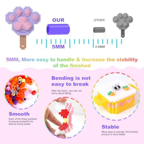 Meland Fuse Beads Kit, 5MM 11,000 Beads in 36 Colors, Crafts for Ages 5-12 - size: 11000 pcs without Iron