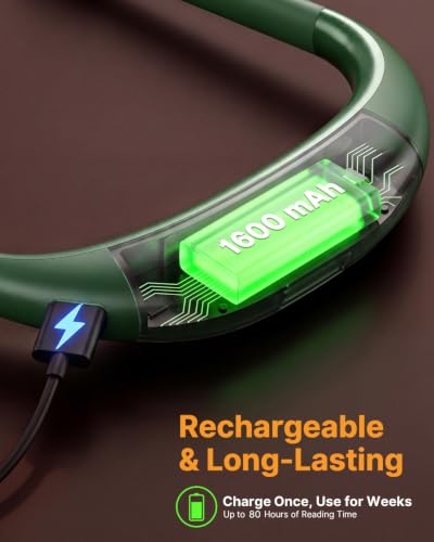 Bendable Neck Light with Storage Case, Dimmable Reading Light - color: Green Light with Storage Case