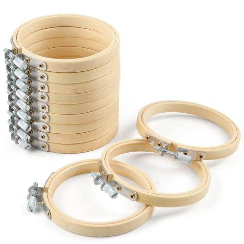 Caydo 12 Pieces 3 Inch Wooden Round Embroidery Hoops - style: 3 Inch