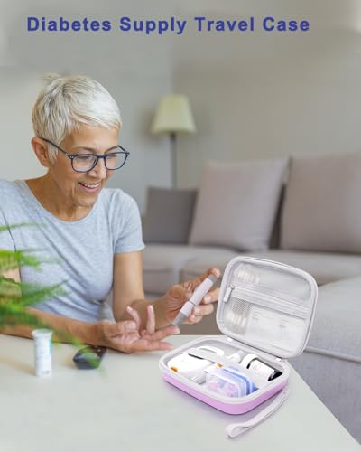 Diabetic Supplies Travel Case for Glucose Meter Diabetes Testing Kit-Violet - color: Violet