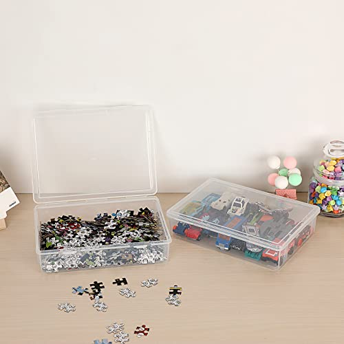 BTSKY Clear Plastic Storage Box with Flap Lid, 4 Pack Small-9.1"x6.7"x2" - size: Small-4 Pack