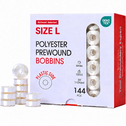 Poolin Size L(SA155) 70D/2(60WT) Prewound Embroidery Bobbin Thread - color: White 70D 144PCS