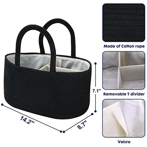 XUANGUO Cotton Rope Baby Diaper Caddy Organizer Basket for Boys Black - color: Black, size: Regular