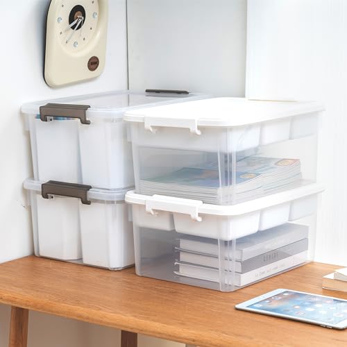 Citylife 17QT 4-Pack Storage bins with Lid 6 Marker inserts Buildable Lid - size: 4 Pack-17 QT-W