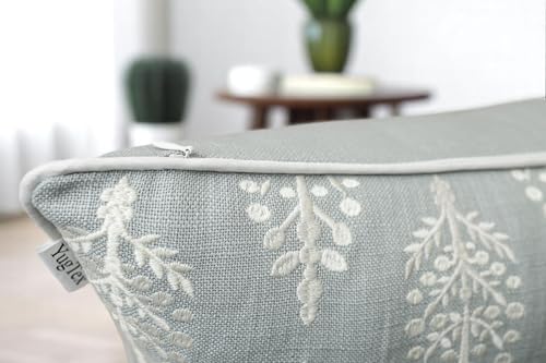 Floral Sprig Embroidered 20x20 Throw Pillow Cover, Robins Egg - color: Robins Egg-chandni, size: 20" x 20" (Pack of 1)