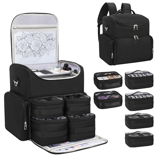 Relavel Tattoo Travel Case with 6 Removable Pouches for Tattoo Artist,Black - color: Black With 2 Bags, size: Medium