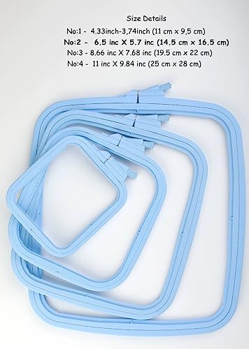 Nurge Square Embroidery Hoop - Plastic Cross Stitch Frame for Needlepoint & Embroidery - Adjustable Craft Hoop - Blue - No:2 (Small) - color: Blue, size: No:2 (Small)